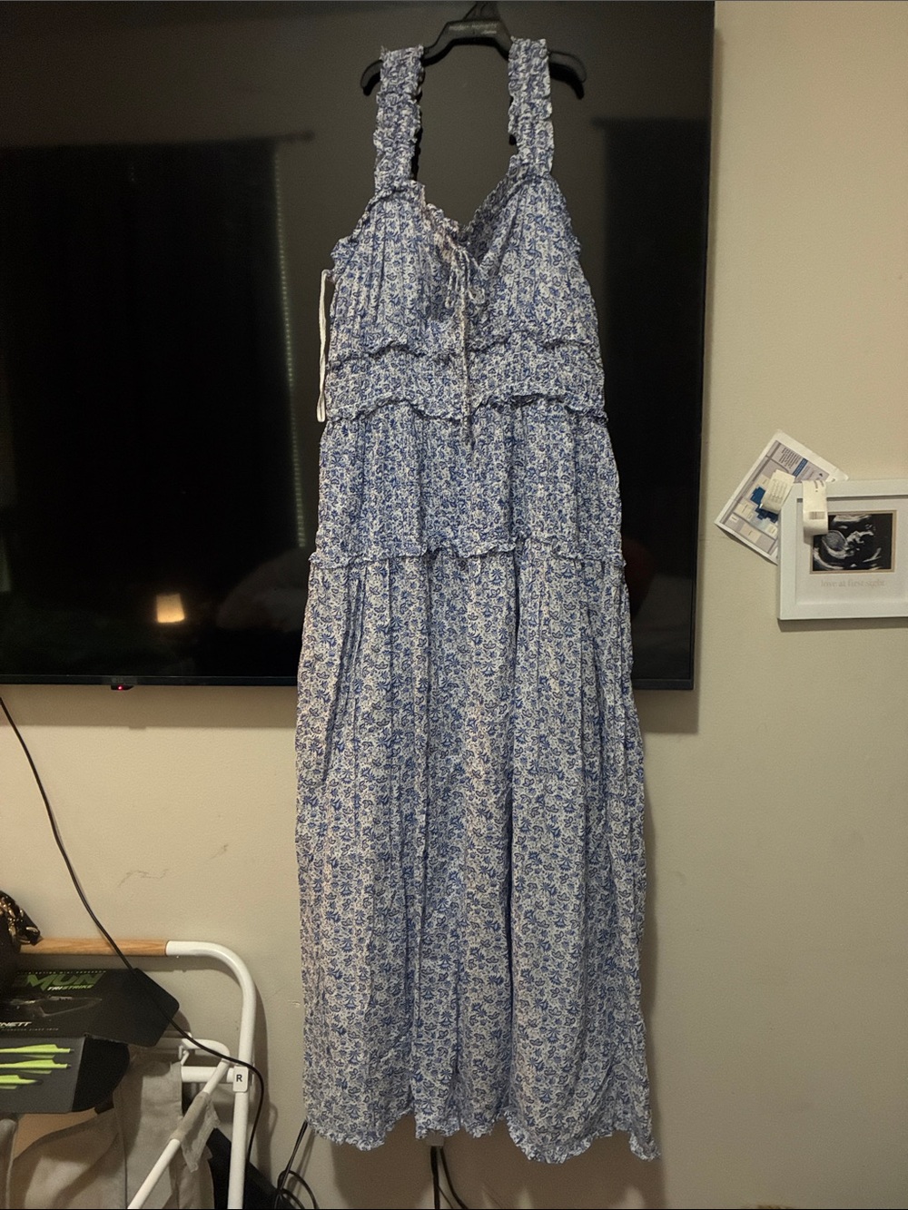 GAP Blue Floral Tiered Maxi Dress